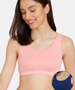 Zivame Girls Double Layered Non-Wired Full Coverage Bra (Pack Of 2) - Pink Navy2